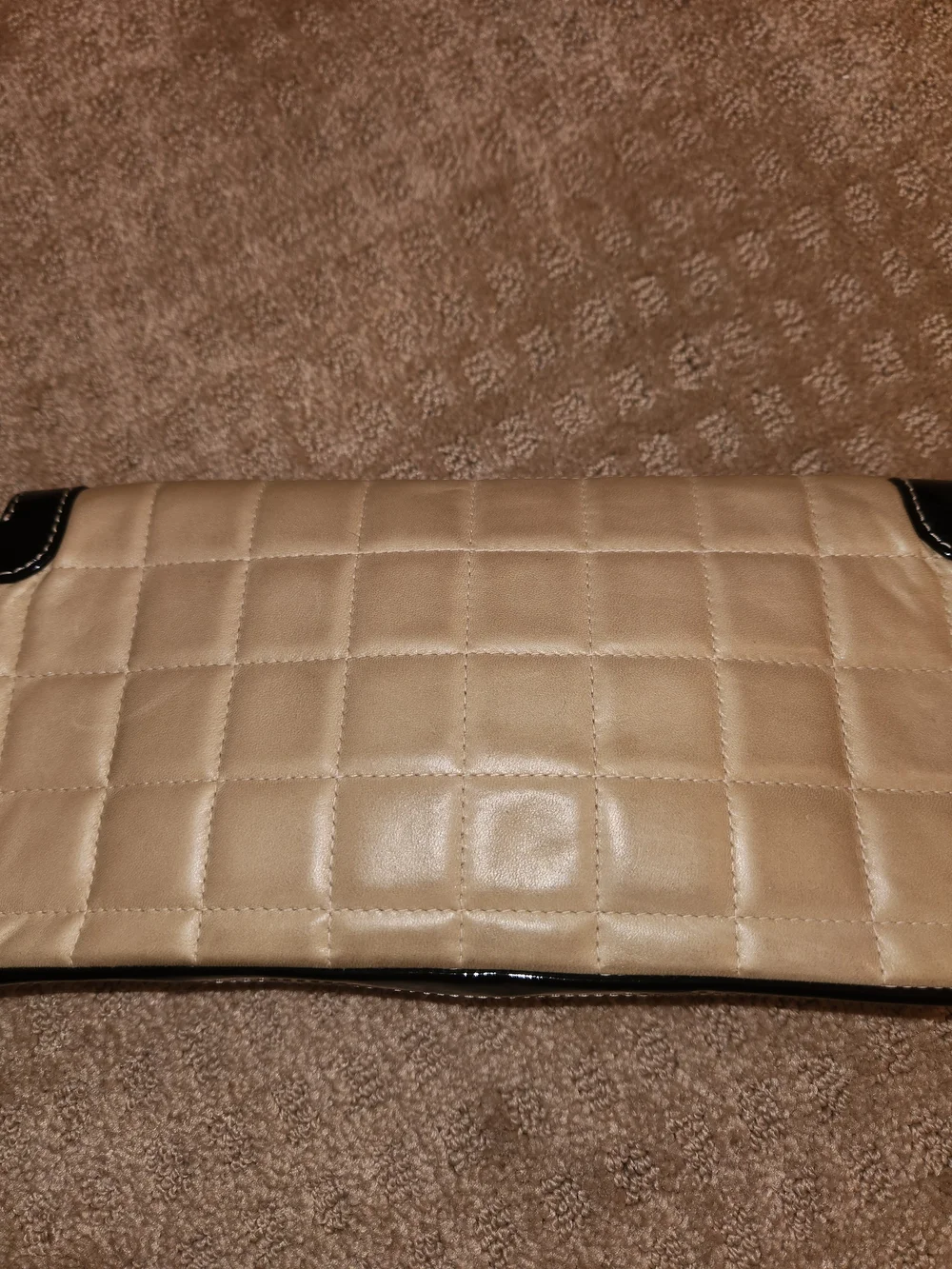 Vintage Chanel Chocolate Bar East/West Flap Quilted Shoulder Bag with Gold Chain